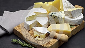 Video of various types of cheese - parmesan, brie, roquefort