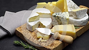 Video of various types of cheese - parmesan, brie, roquefort