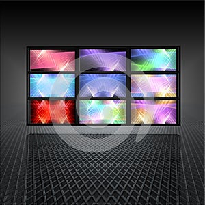 Video wall with abstract lights on the screens