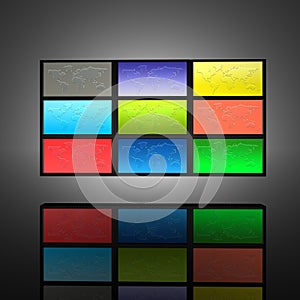 Video wall with world maps