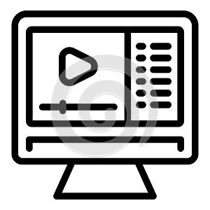 Video webinar icon outline vector. Training seminar