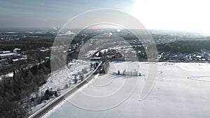 Video of winter landscape during dron fly