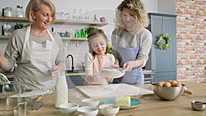 Video of women sift the flour for easter bake.