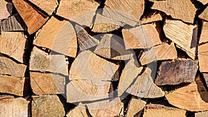 Video zoom, Firm, economically stacked, chopped wood for heating