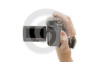 Videocamera in a female hand photo