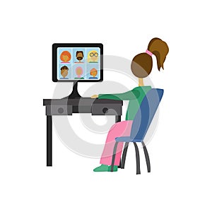 Videoconference or remote meeting, Study and work online concept
