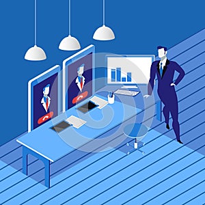 Videoconferencing concept vector illustration in flat style