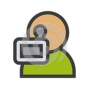 Videographer color icon. Isolated vector illustration on white background. photo