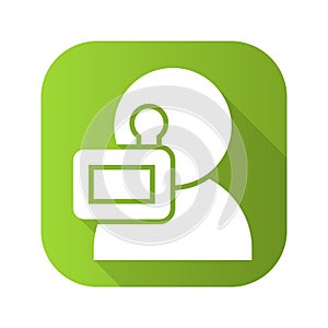 Videographer flat design long shadow icon. Vector silhouette symbol. photo