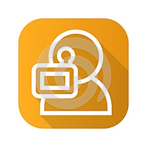 Videographer flat linear long shadow icon. Vector line symbol. photo