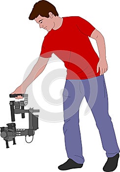 Videographer with handheld steadycam illustration photo