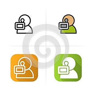 Videographer icon. Flat design, linear and color styles. Isolated illustrations. photo