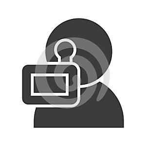 Videographer icon. Silhouette symbol. Negative space. Vector isolated illustration. photo