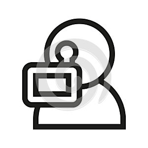 Videographer linear icon. Thin line illustration. Vector isolated outline drawing. photo