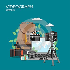 Videographer services vector flat style design illustration
