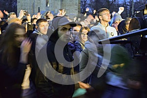 The videographer work.