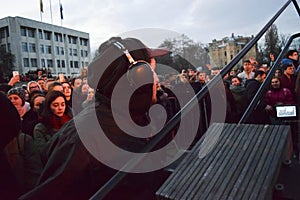 The videographer work.