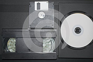 Videotape, diskette and disk