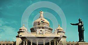 The Vidhana Soudha located in Bangalore, is the seat of the state legislature of Karnataka