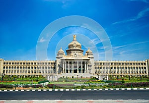 The Vidhana Soudha located in Bangalore, is the seat of the state legislature of Karnataka