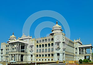 The Vidhana Soudha located in Bangalore, is the seat of the state legislature of Karnataka