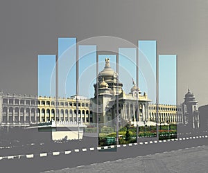 The Vidhana Soudha located in Bangalore, is the seat of the state legislature of Karnataka