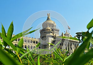 The Vidhana Soudha located in Bangalore, is the seat of the state legislature of Karnataka