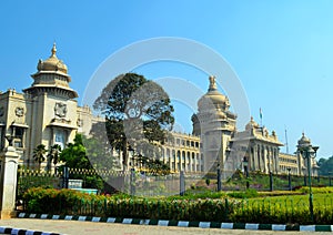 The Vidhana Soudha located in Bangalore, is the seat of the state legislature of Karnataka