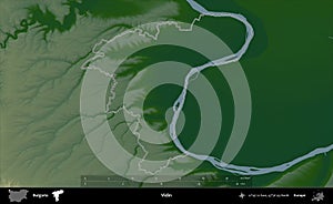 Vidin outlined, Bulgaria. Physical