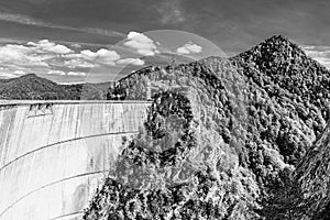 Vidraru Dam, artificial reservoir lake in Fagaras Mountains, Carpathian Mountains, Romania