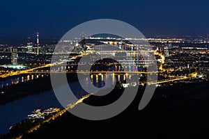 Vienna, aerial view at night