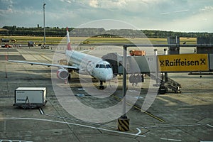 Vienna airport planes ready for boarding passengers