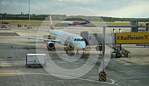 Vienna airport planes ready for boarding passengers