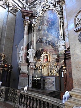 Vienna, Austria-29.07.2018: interior of St. Peter Peterskirche Church, Baroque Roman Catholic parish Church in Vienna, Austria.