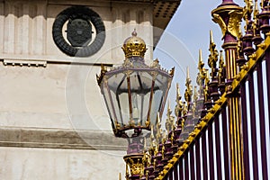 Vienna/Austria - April 2018: Old vintage lantern on a fence at the Heldenplatz in Vienna