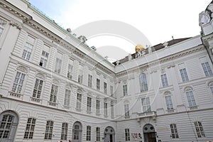 VIENNA, AUSTRIA - APRIL 26, 2019: Court Library and Augustinian Wing of Hofburg