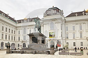 Vienna, Austria - 15 April 2018: Square of Josefplatz. part of the Hofburg palace complex.