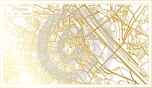 Vienna Austria City Map in Retro Style in Golden Color. Outline Map