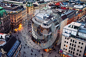 Crowd of people at the Stephansplatz in Vienna, Austria photo