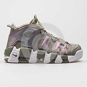 Nike Air More Uptempo olive green and purple sneaker