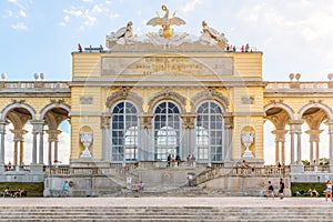 VIENNA, AUSTRIA - 23 JULY, 2019: The Gloriette in Schonbrunn Palace Gardens, Vienna, Austria.