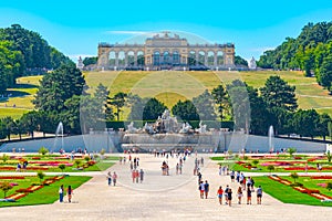 VIENNA, AUSTRIA - 23 JULY, 2019: The Gloriette in Schonbrunn Palace Gardens, Vienna, Austria.
