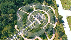 VIENNA, AUSTRIA, - JUNE 2019: Aerial view of Schonbrunn Palace, former imperial summer residence, tourist attraction.