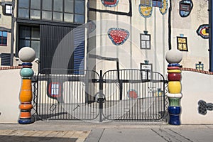 Detail of a gate of Spittelau a waste incinerator plant designed by the painter and architect,