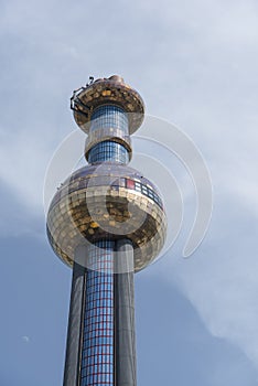 Detail of the tower of Spittelau a waste incinerator plant designed by the painter and architect