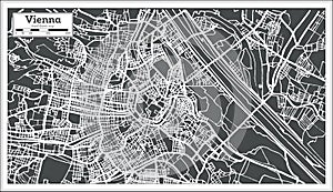 Vienna Austria Map in Retro Style.