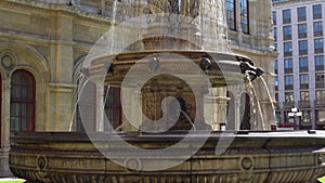 Vienna, Austria October 2018. The Opera fountain at Vienna State Opera House