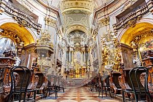 Vienna, Austria - October 2021: Interior of St. Peter church Peterskirche in Vienna