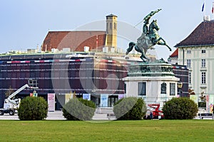 Vienna, Austria - October 2021: Statue of Archduke Charles on Heldenplatz square