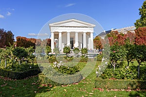 Vienna, Austria - October 2021: Theseus temple in Volksgarten park in autumn